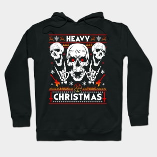 HEAVY CHRISTMAS Ugly Christmas Sweater Metalhead, Grunge, Death Metal, Guitarist, Drummer, Lead Singer, Satanic, Satan Claus Skull Pentagram Antichristmas Devil Skull Design Hoodie